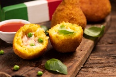 Delicious rice balls made with fried rice. typical dish of sicilian italian cuisine .