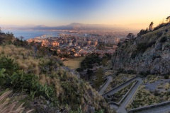 Hiking on Monte Pellegrino near Palermo on Sicily in Italy, Europe in Spring